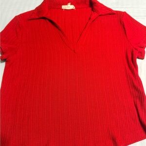 Madewell Vibrant Red Ribbed Short Sleeve Top